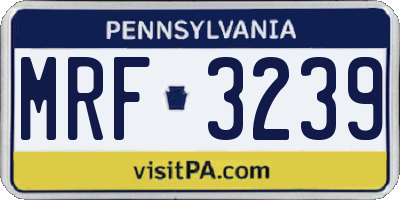 PA license plate MRF3239