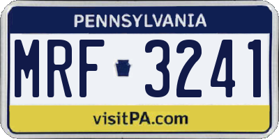 PA license plate MRF3241