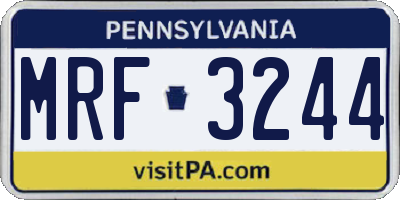 PA license plate MRF3244