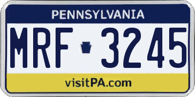 PA license plate MRF3245
