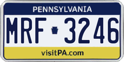 PA license plate MRF3246