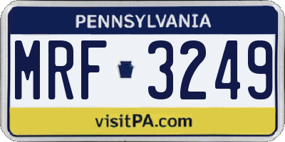 PA license plate MRF3249