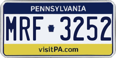 PA license plate MRF3252