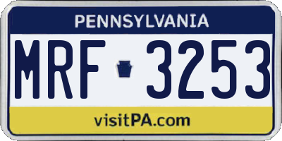 PA license plate MRF3253
