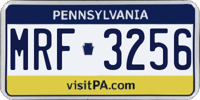 PA license plate MRF3256