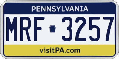 PA license plate MRF3257