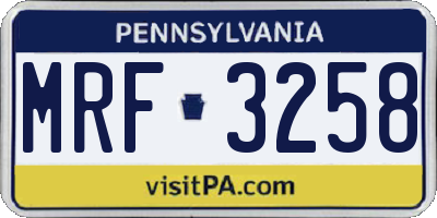 PA license plate MRF3258
