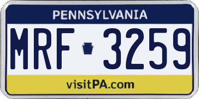 PA license plate MRF3259