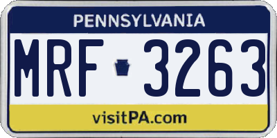 PA license plate MRF3263