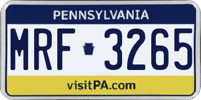 PA license plate MRF3265