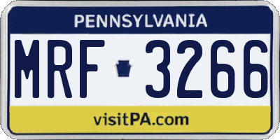 PA license plate MRF3266