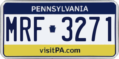 PA license plate MRF3271