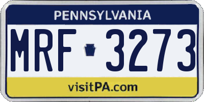 PA license plate MRF3273