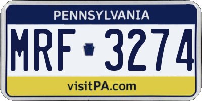 PA license plate MRF3274