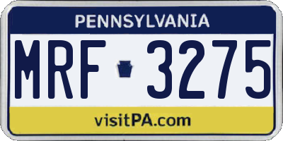 PA license plate MRF3275