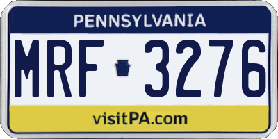 PA license plate MRF3276