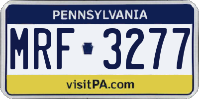 PA license plate MRF3277