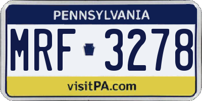 PA license plate MRF3278