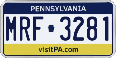 PA license plate MRF3281
