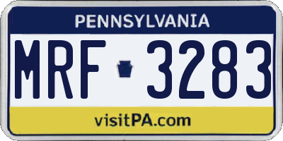 PA license plate MRF3283