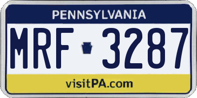 PA license plate MRF3287