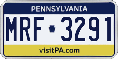 PA license plate MRF3291
