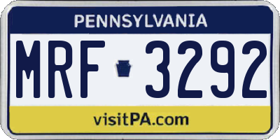 PA license plate MRF3292