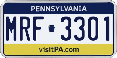 PA license plate MRF3301