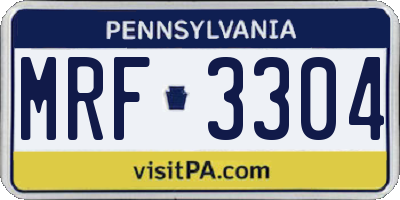 PA license plate MRF3304