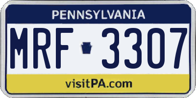 PA license plate MRF3307