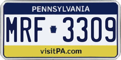 PA license plate MRF3309