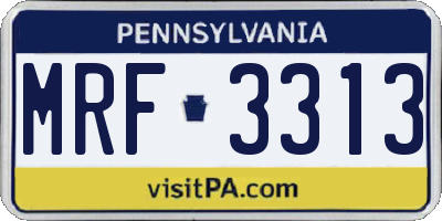 PA license plate MRF3313