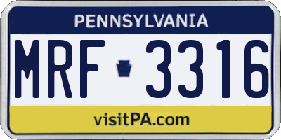 PA license plate MRF3316