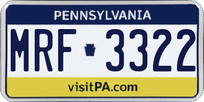PA license plate MRF3322