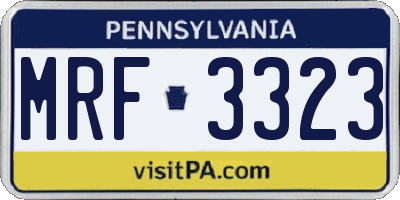 PA license plate MRF3323
