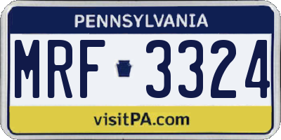 PA license plate MRF3324