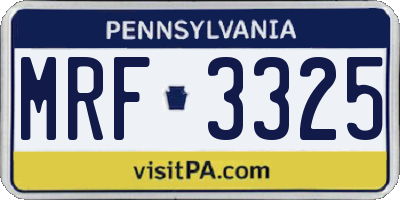 PA license plate MRF3325