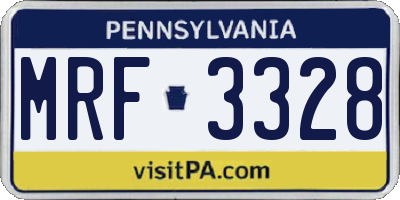 PA license plate MRF3328