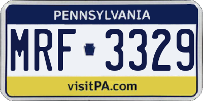 PA license plate MRF3329