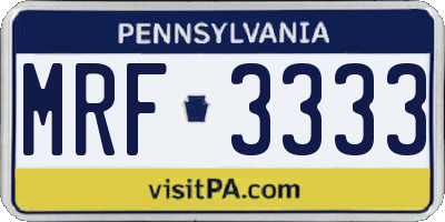 PA license plate MRF3333