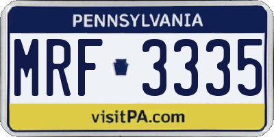 PA license plate MRF3335