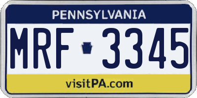 PA license plate MRF3345