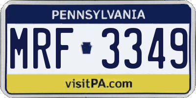 PA license plate MRF3349
