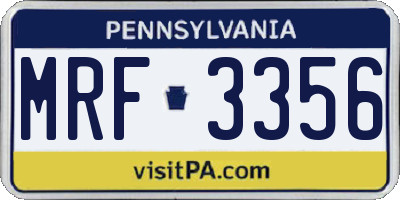 PA license plate MRF3356