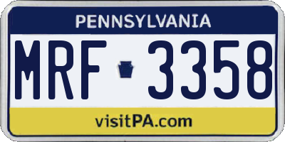 PA license plate MRF3358