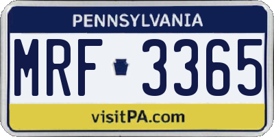 PA license plate MRF3365