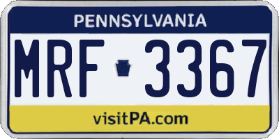 PA license plate MRF3367