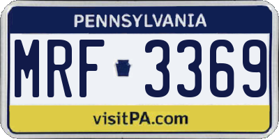 PA license plate MRF3369