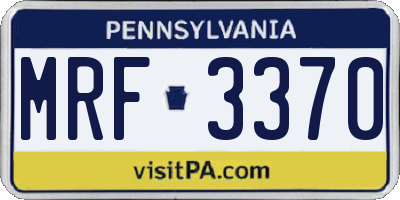 PA license plate MRF3370