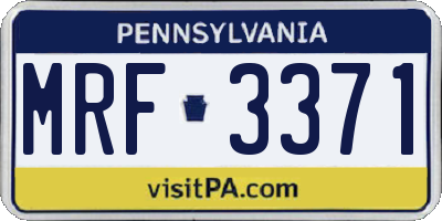 PA license plate MRF3371